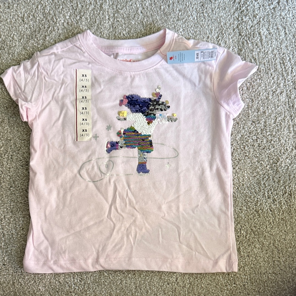Kids Pink Sequin Skater T-Shirt
